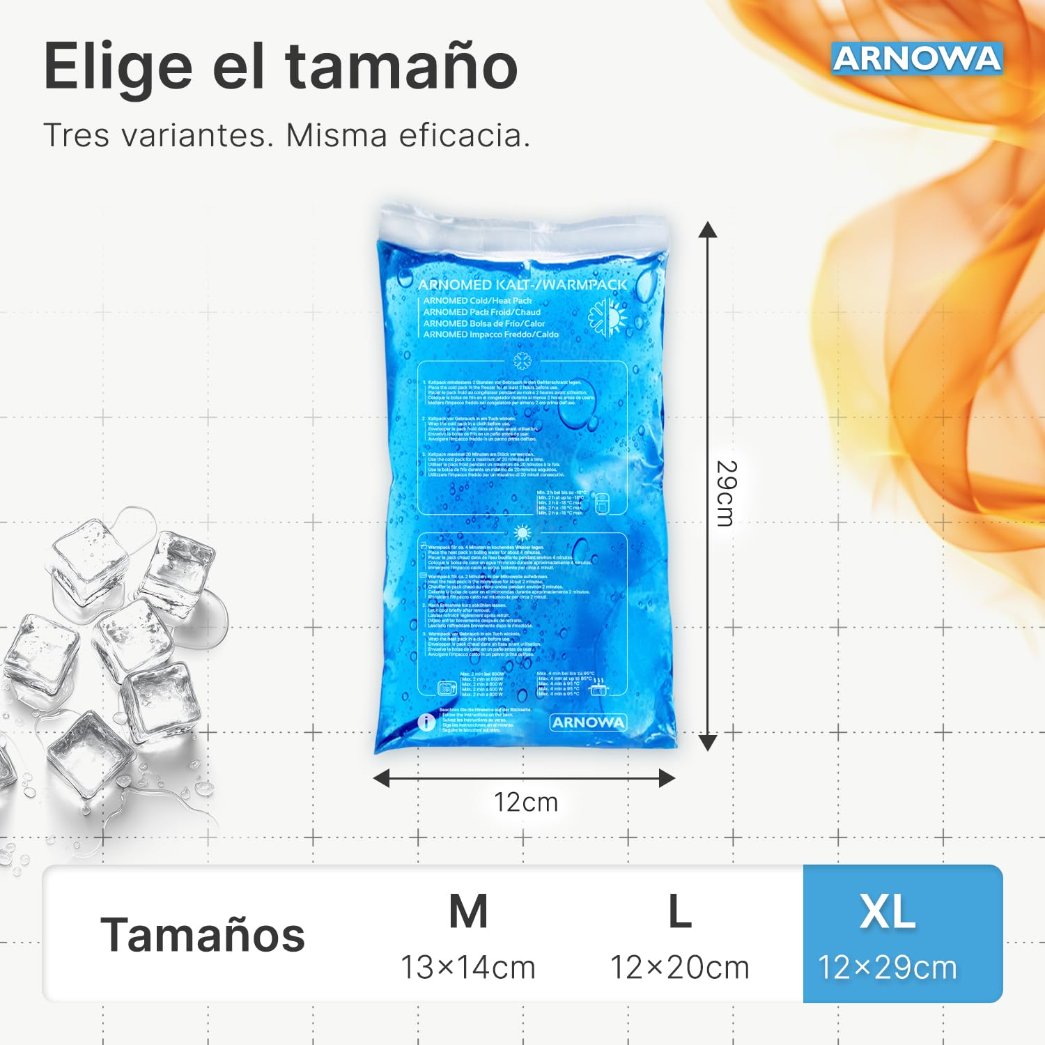 2x Compresas frías de gel reutilizables ARNOMED® 12x29cm, compresas frías y calientes reutilizables y aptas para microondas, almohadillas frías de gel, compresas frías, almohadillas frías