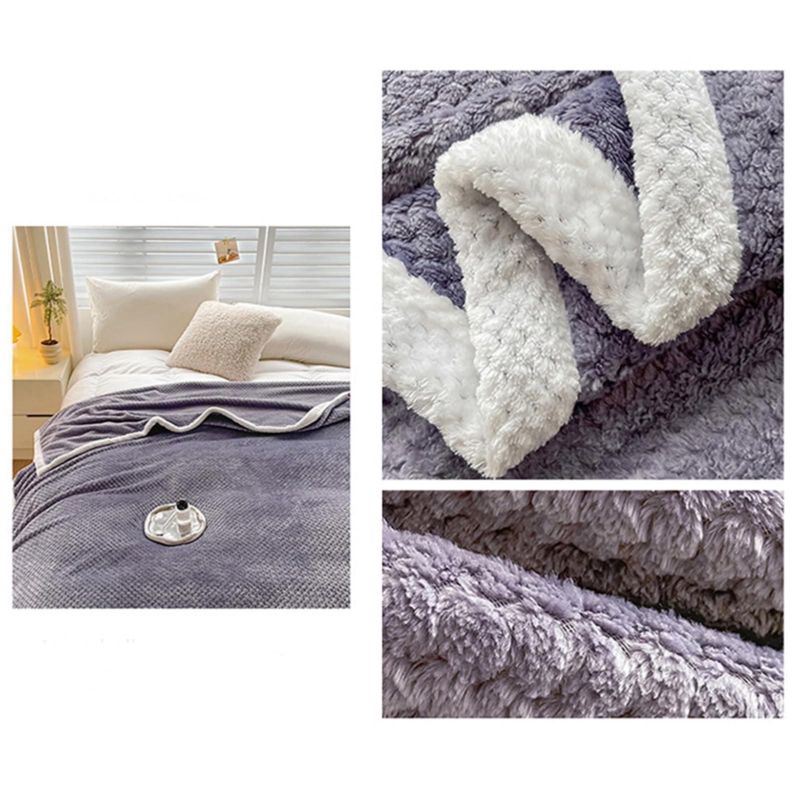 Mantas para Sofá Tacto Suave y Cálido Manta Sofa o Mantas para Cama Ligeras Mantas para Cama de Reversible 180 x 200 cm, Púrpura