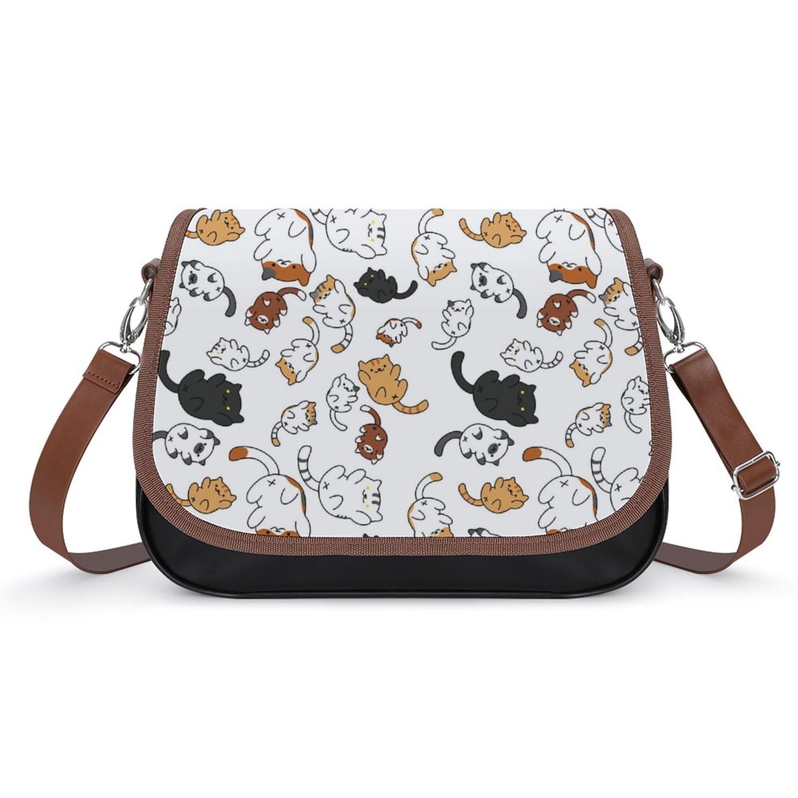 Amazon.co.jp: 萌え かわいい 猫柄 ネコ柄 ショルダーバッグ PUレザー  