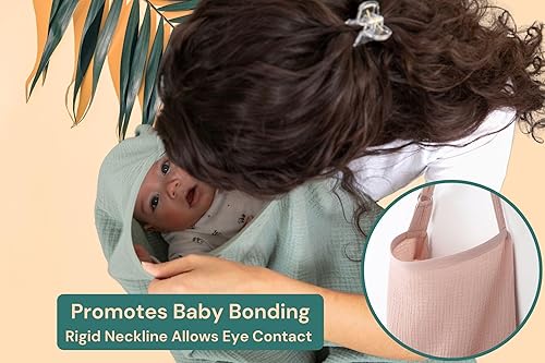 Miniatura 3 de Superior Design Evergrwn - Cubierta de lactancia multiusos para lactancia materna, 100% algodón, transpirable, con cuello de arco, cubierta