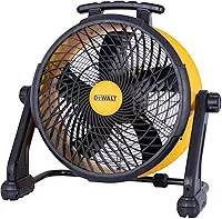 DEWALT Ventilador de piso industrial de alta velocidade AC/DC fonte de alimentação dupla, design de inclinação ajustável de 270° 3 velocidades 4000 CFM, cabo de 6 pés, ventilador de barril de 45 cm