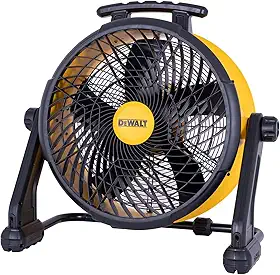 DEWALT Ventilador de piso industrial de alta velocidade AC/DC fonte de alimentação dupla, design de inclinação ajustável de 270° 3 velocidades 4000 CFM, cabo de 6 pés, ventilador de barril de 45 cm