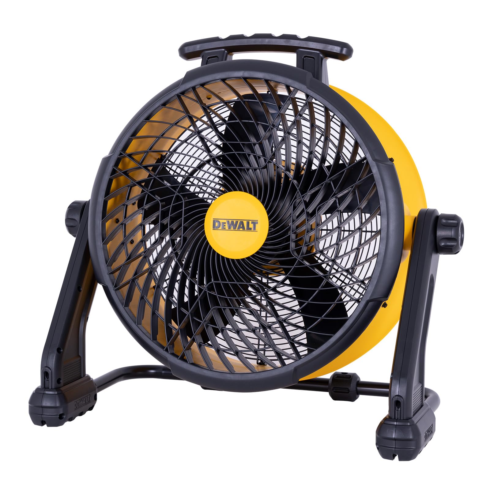 dewalt industrial high-velocity floor fan ac/dc dual power supply, 270° adjustable tilt design 3-speed 4000 cfm 6 ft cord 18-inch barrel fan, dxf1850b (tool only)