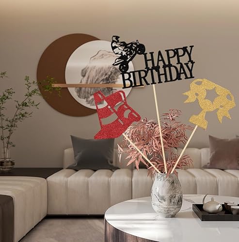 Miniatura 3 de Motorcycle Themed Centerpiece Sticks, Motorbike Theme Birthday Decorations, Dirt Bike Rider Racing Sport Baby Shower Party Supplies Gold & Red &