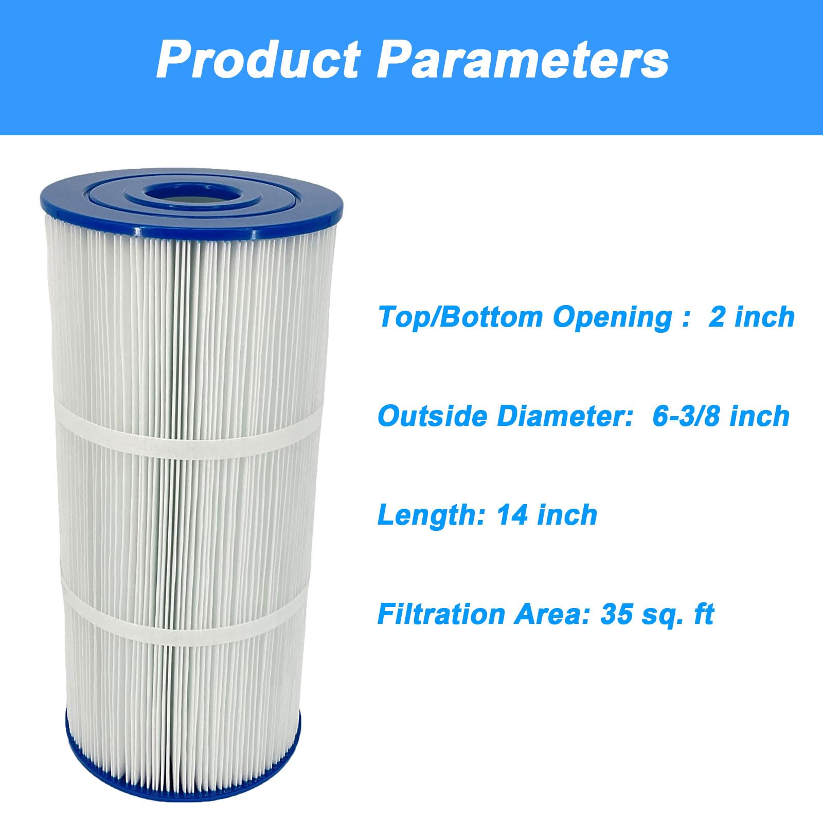 Toolyuan PWK35B Spa Filter for Watkins 1642301-1 78286 78161 Pleatco PWK35B Filbur FC-3921 Hot Spring Limelight Series Filter 35 sq.ft - 2 Pack