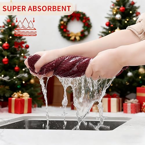 Miniatura 360 de Homaxy Trapos de cocina de 100% algodón, tejido de punto gofre, ultrasuaves, absorbentes y de secado rápido, 12 x 12 pulgadas, paquete de 6, arándano