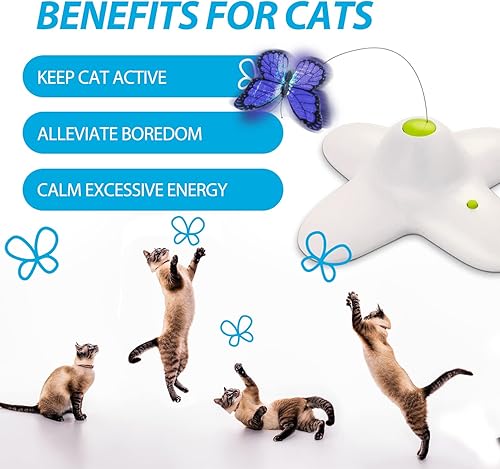 Miniatura 5 de ALL FOR PAWS Juguete interactivo de mariposa para gatos, juguetes automáticos de varita de mariposa para gatito, juguete eléctrico para gatos de