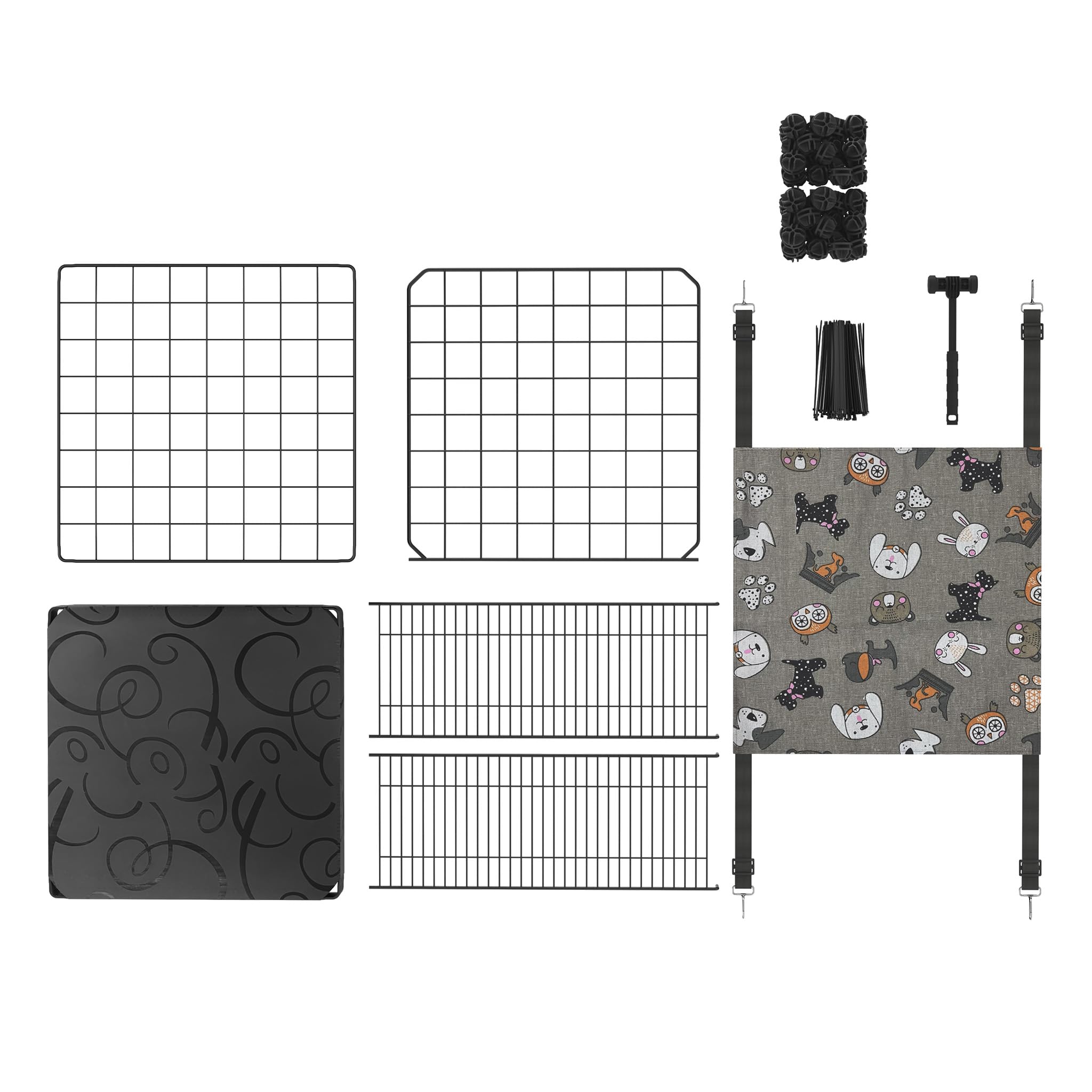 Froadp Jaula de metal para gatos con hamaca desmontable, 2 escaleras y 2 puertas, recinto para gatos de 4 pisos, transportable para gatos, conejos, chinchilla
