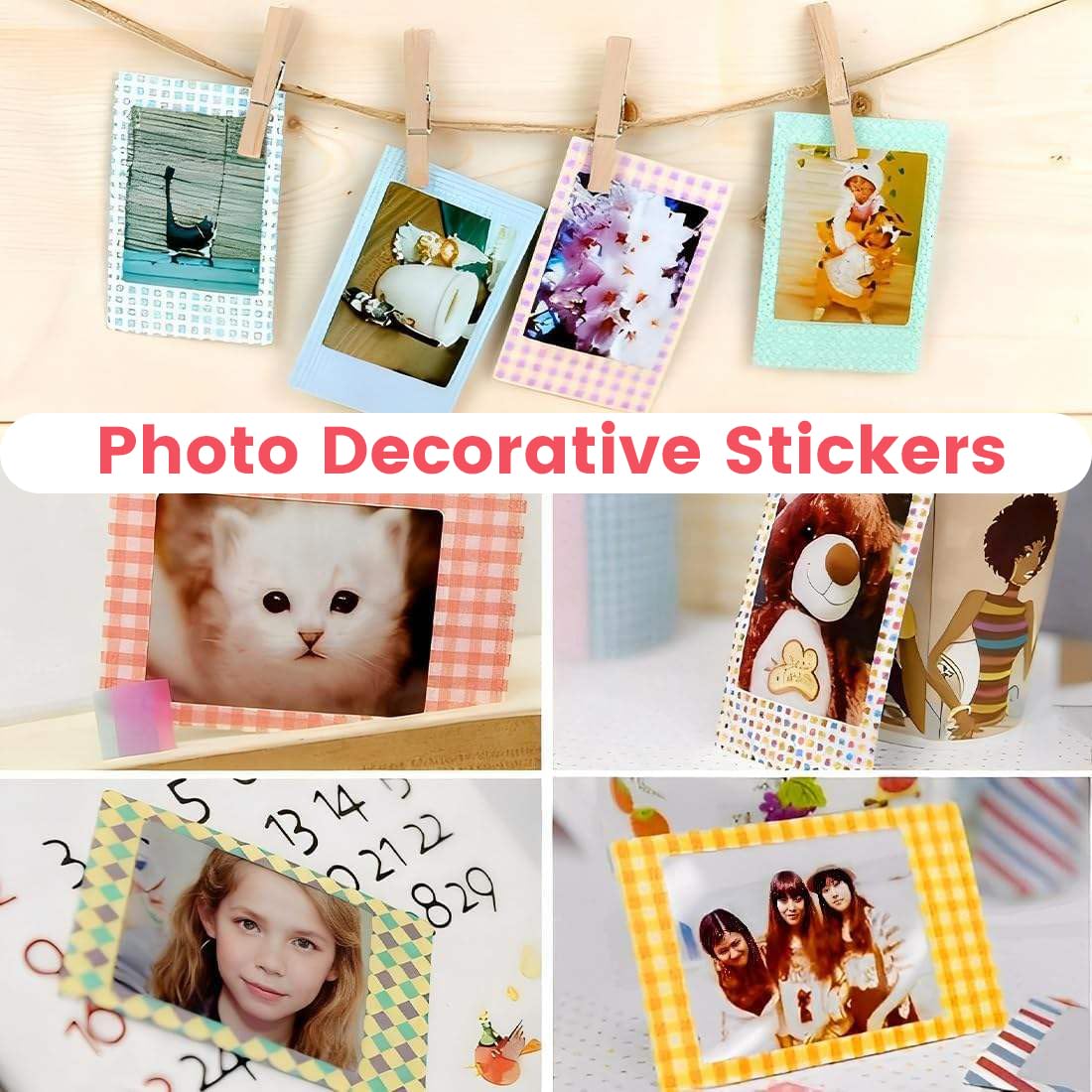 120 Pcs Instantané instax Photo Cadres Bordures Autocollants pour Fujifilm Instax Mini 8 7s 25 50s 90 et Polaroid Snap PIC-300 Z2300 Zip Photos instantanées