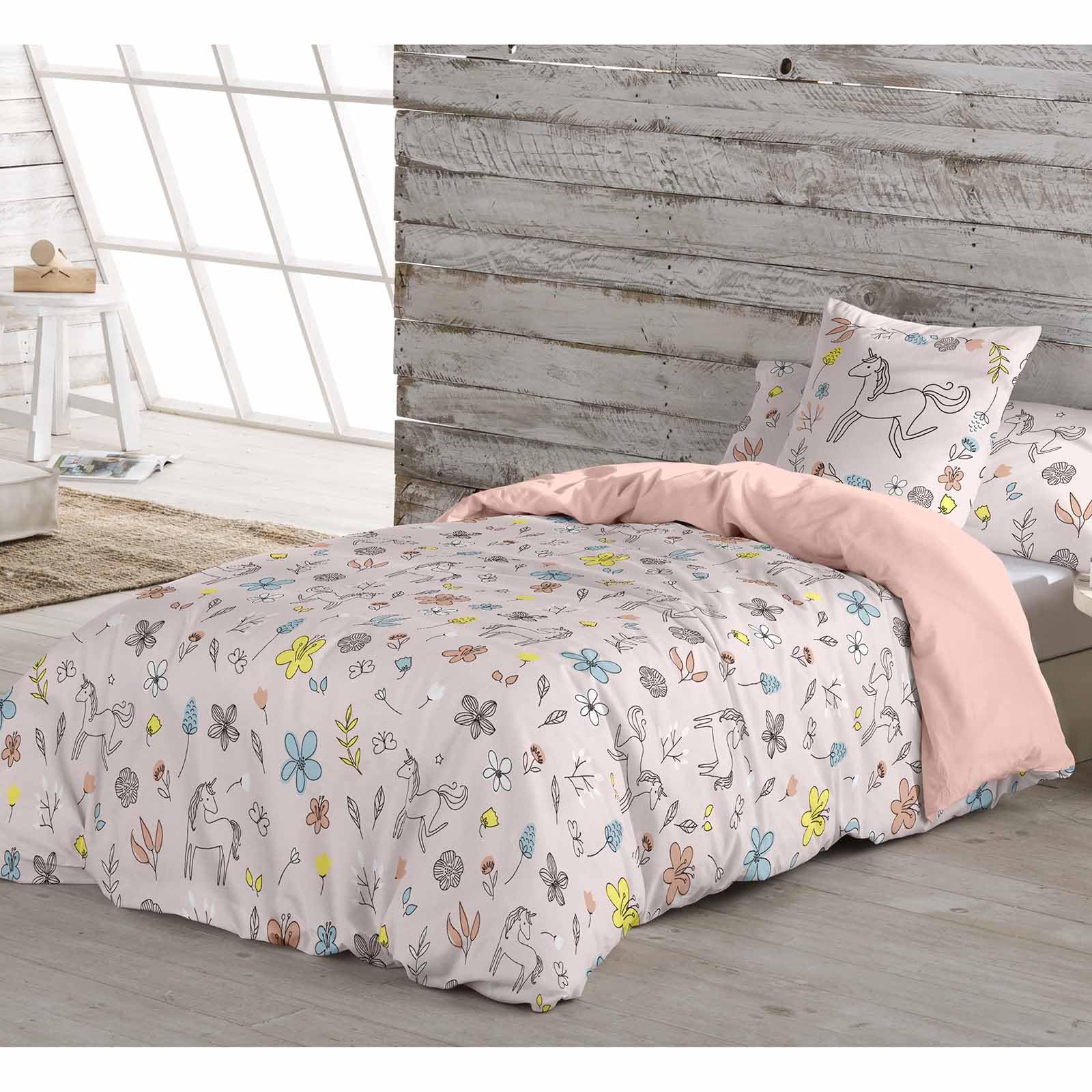 COOL KIDS Funda Nordica Cama 105, 100% Algodón, Juego de Funda para edredon 180x220 cm + 1 Funda de Almohada 45x120, Dinky
