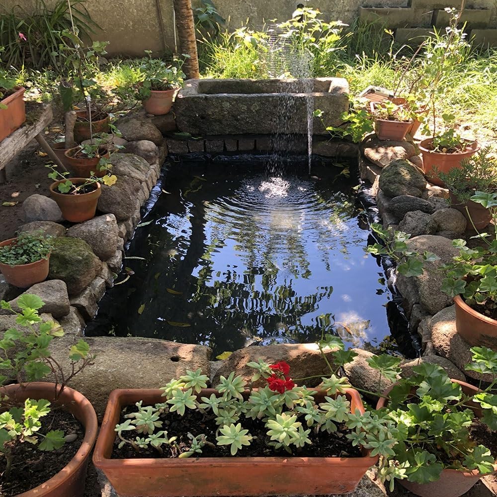 Rivestimento per laghetto resistente, 6 x 6 m, membrana nera resistente agli strappi, per stagni di pesci, cascate, fontane all'aperto, barriera impermeabile e durevole, ideale per giardini e giardini
