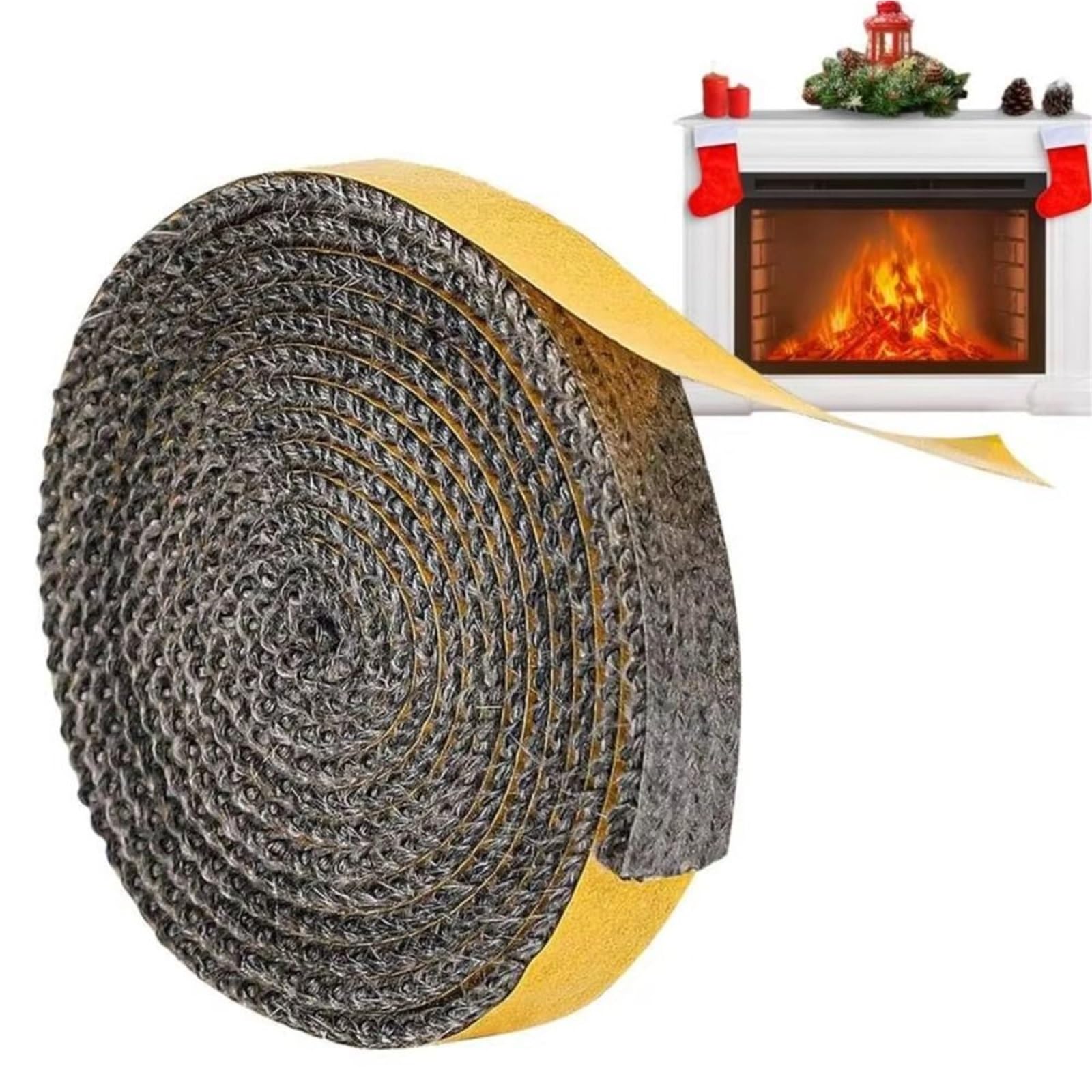 Guarnizione Stufa a Legna Corda autoadesiva for sigillare il camino | Nastro for guarnizione for stufa a legna in fibra di vetro resistente al calore