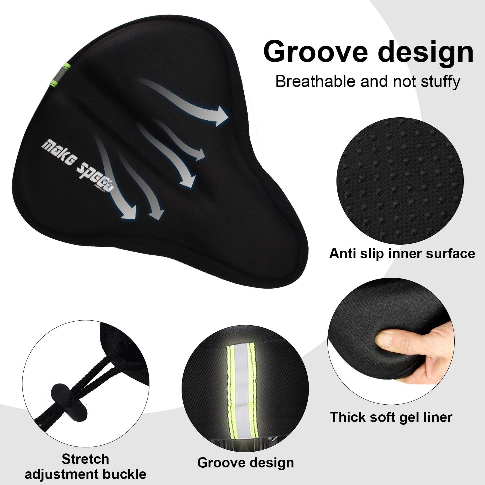 Funda Sillin Bicicleta Gel, Funda de Asiento Impermeable, Unisex, Diseño Ergonómico. Adecuado para Carretera, Montaña, Fija y Estática