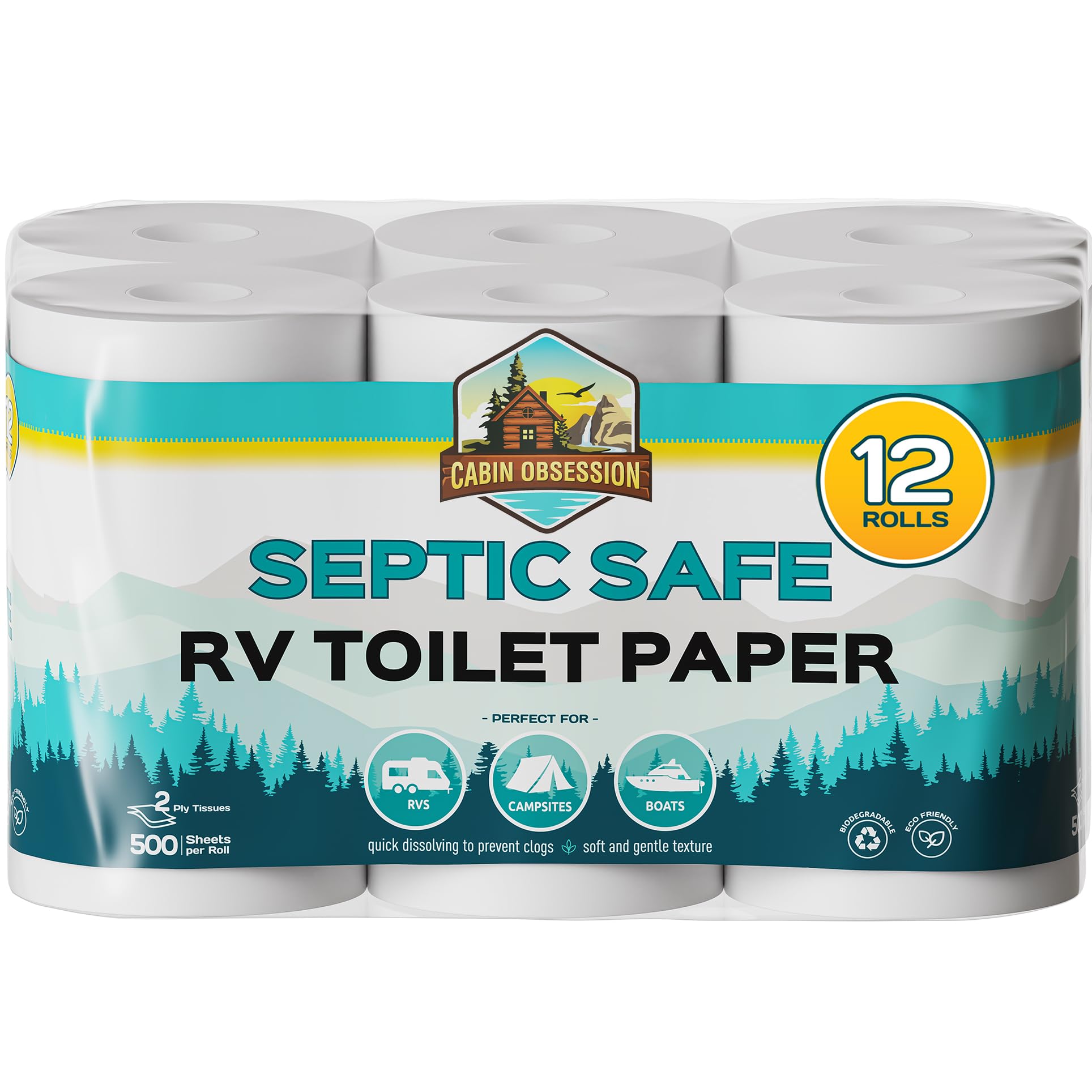Amazon.com: RV Toilet Paper - 12 Pack Septic Safe Toilet Paper 2-Ply ...
