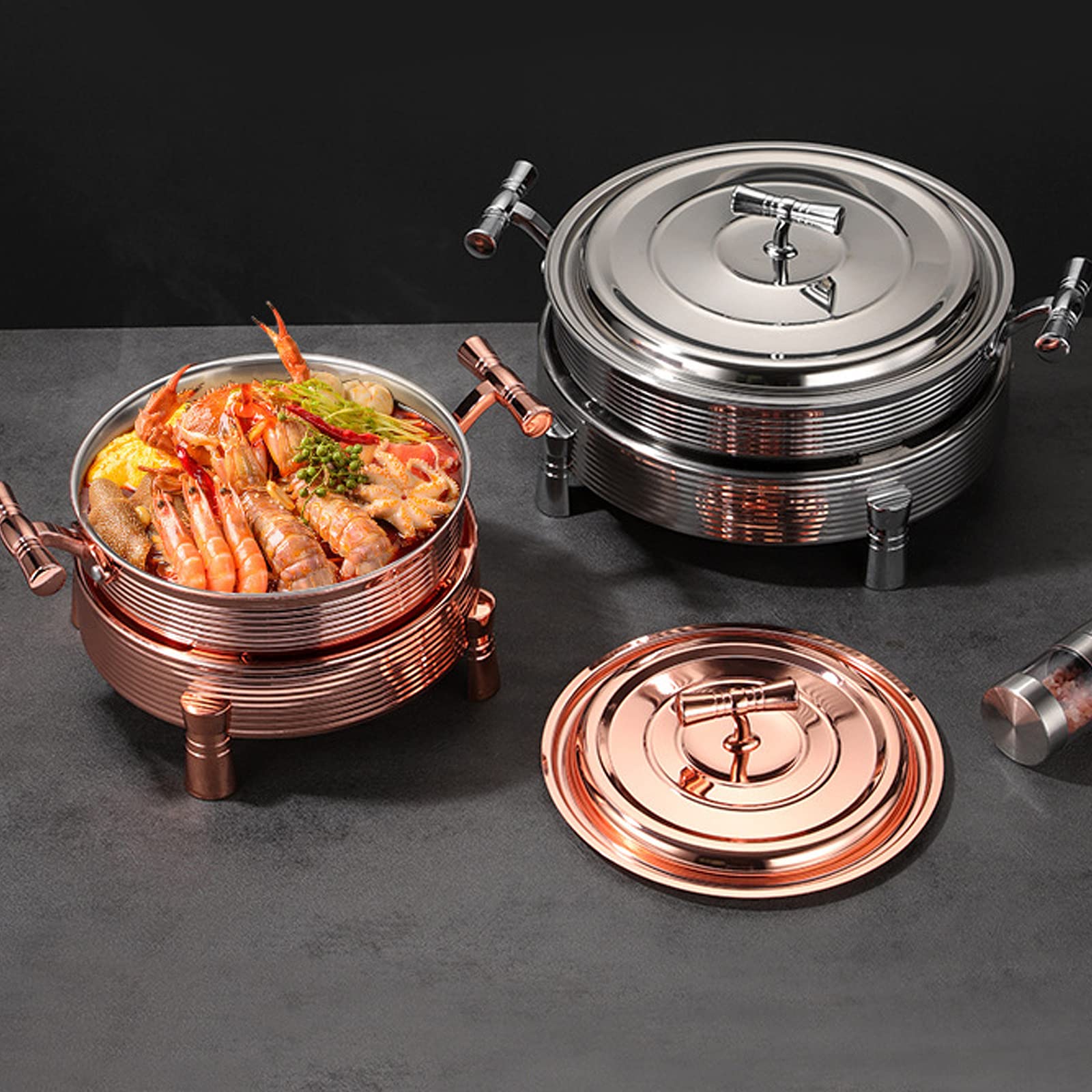 Hornillos de Acampada, Acero Inoxidable Estufa de Alcohol con Olla, Juego de Utensilios hornillo de Alcohol Portátil, Quemador de Alcohol para Uso en Interiores,Silver
