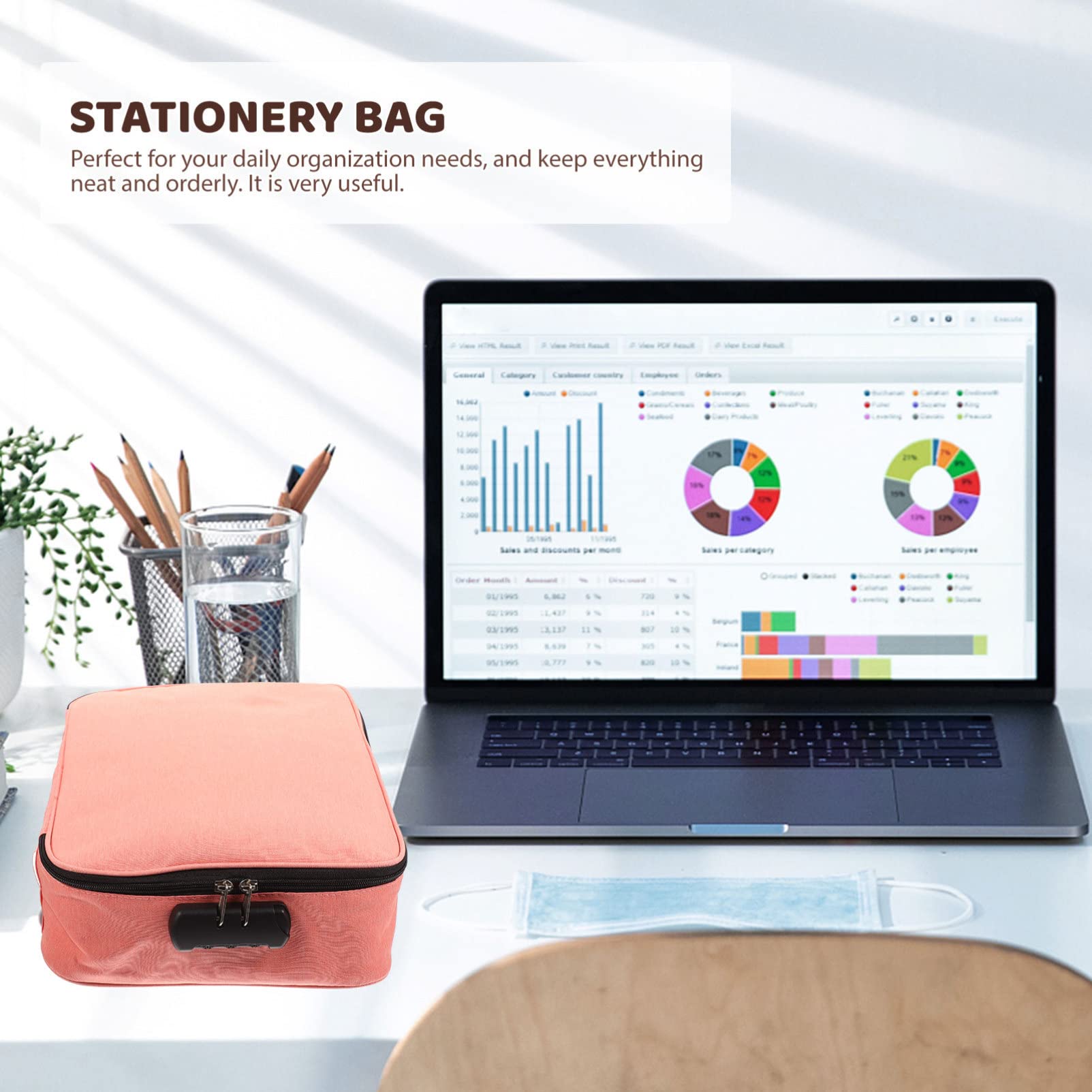 Operitacx Fireproof Storage Box Waterproof Document Pouch Office Folders Document Bag with Lock Paper Files Case Portable Safe Multi-Layer Passport Holder File Bag File Case