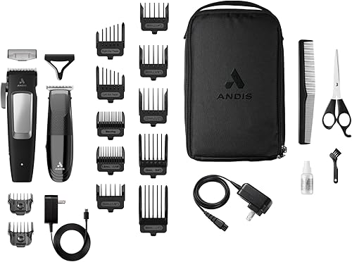 Miniatura 2 de Andis 561506 inCRED - Cortadora de pelo ajustable inalámbrica y cortadora de cuchillas en T de corte cerrado, kit de 23 piezas, motor potente,