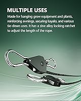 Vista 2 de 12 cuerdas ajustables con gancho de 1/8", correa de amarre resistente con engranaje metálico reforzado, polea con trinquete, elásticas, para colgar