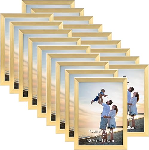 Miniatura 27 de Hoikwo 18 Paquetes Marcos de Fotos de Plástico Múltiples Marrón Rústico de 8x10 con Cubierta de Plástico para Fotos Familiares, Obras de Arte