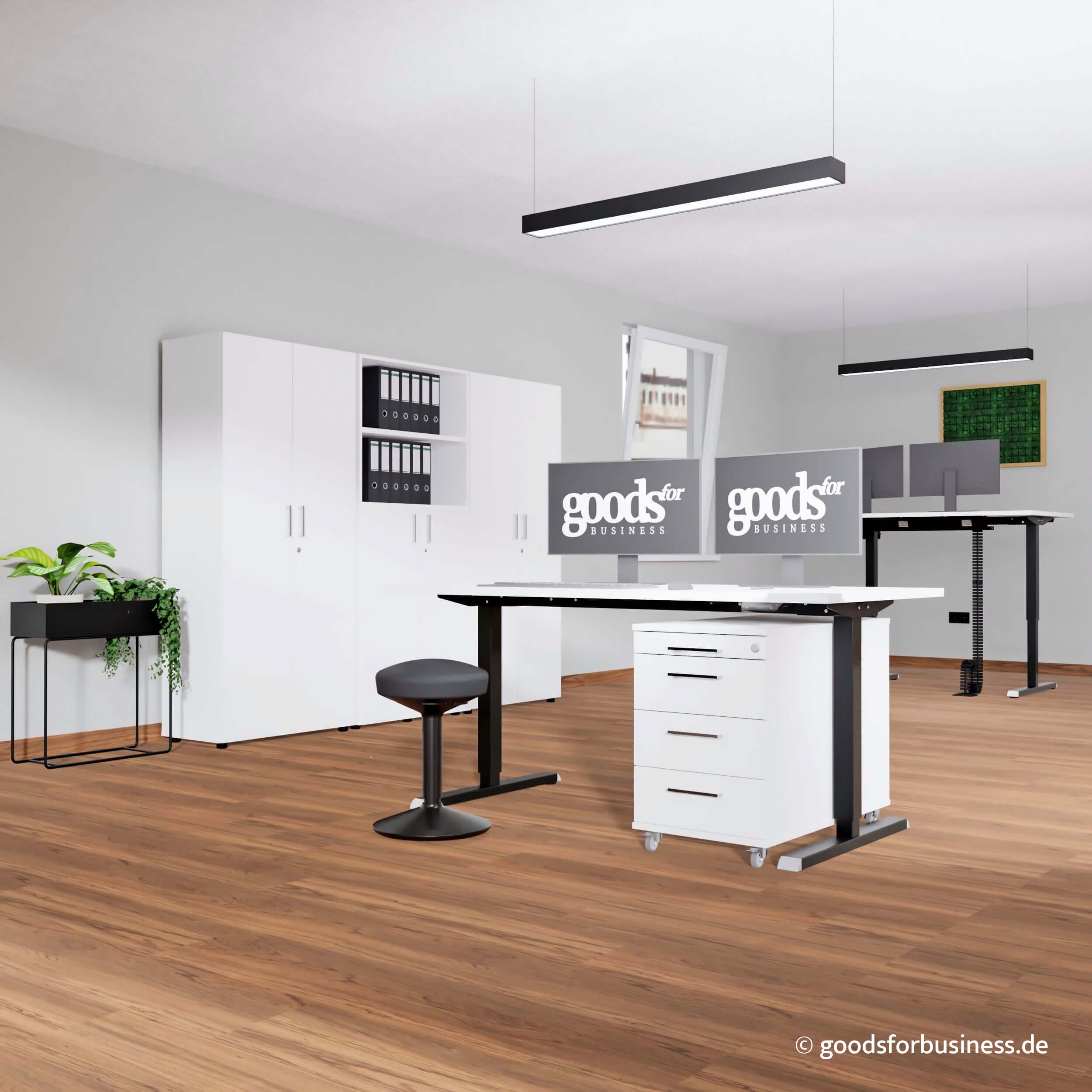 Büro Rollcontainer 80cm 3 Schubladen, 1 Materialauszug, abschließbar 65x43x80cm Weiß