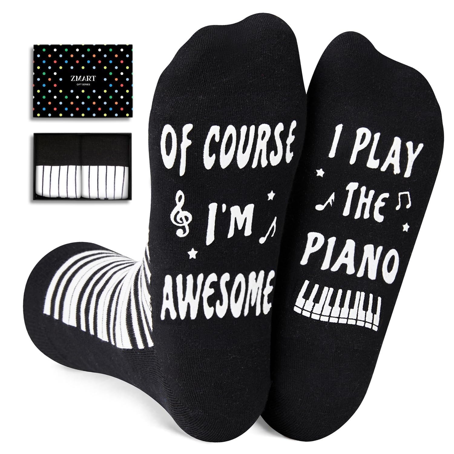 Zmart Piano Gifts for Men Women - Music Teacher Gifts for Musicians Teens, Music Lover Socks for Pianist Player