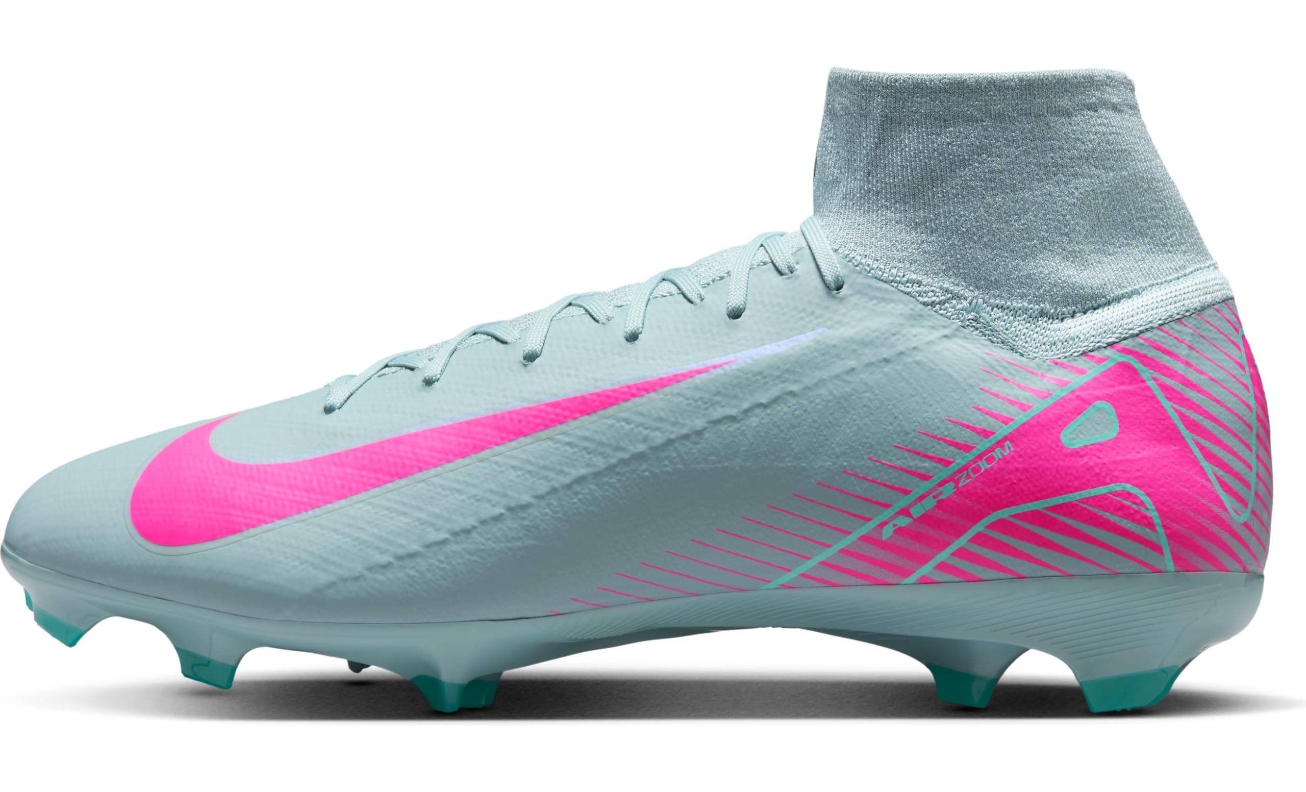 Nike Mercurial Superfly 10 Pro FG High-Top Soccer Cleats (HF9433-301, Ocean Cube/Pink Blast) Size 8.5