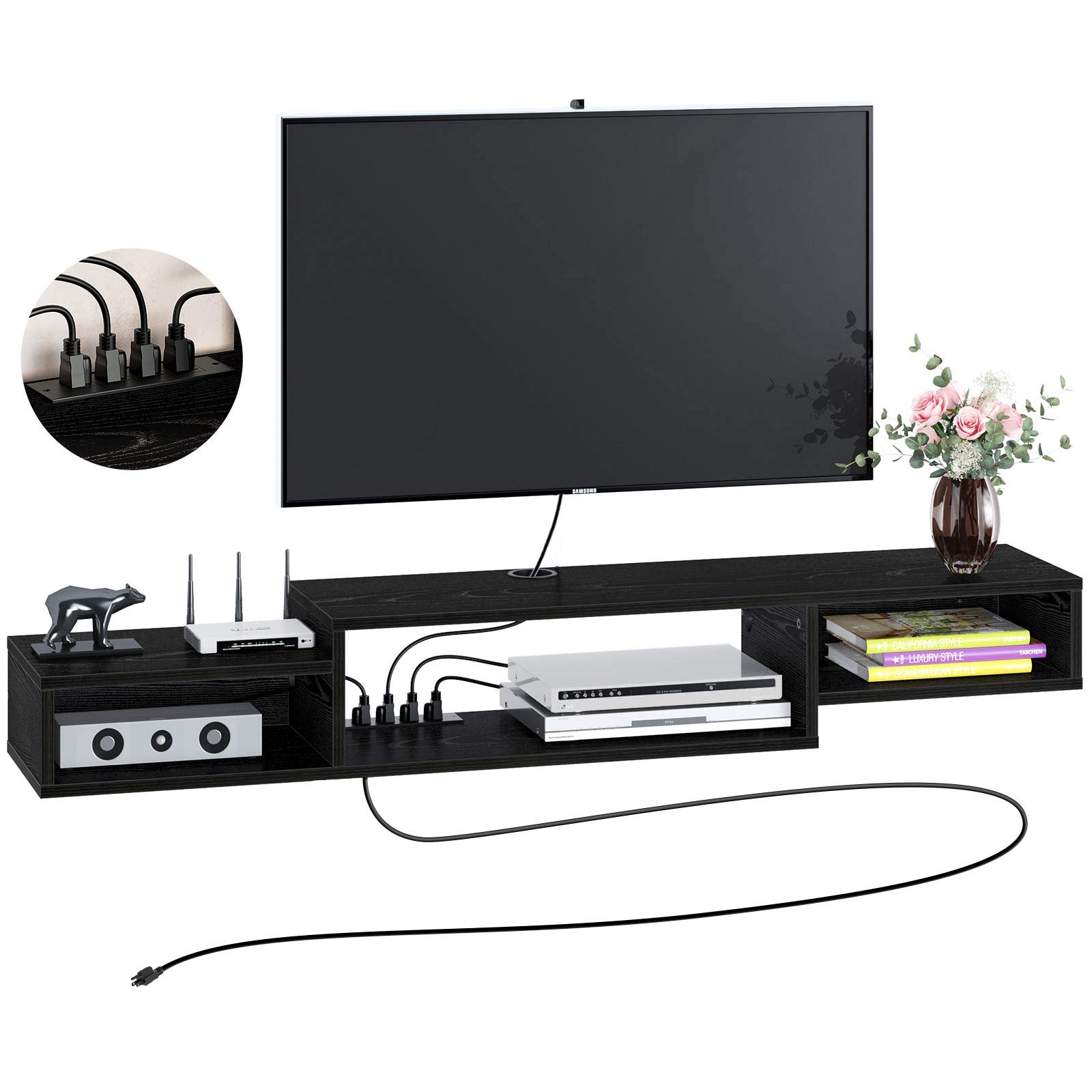 Buy Rolanstar Wall ed Media Console with Power Outlet 59", Rustic