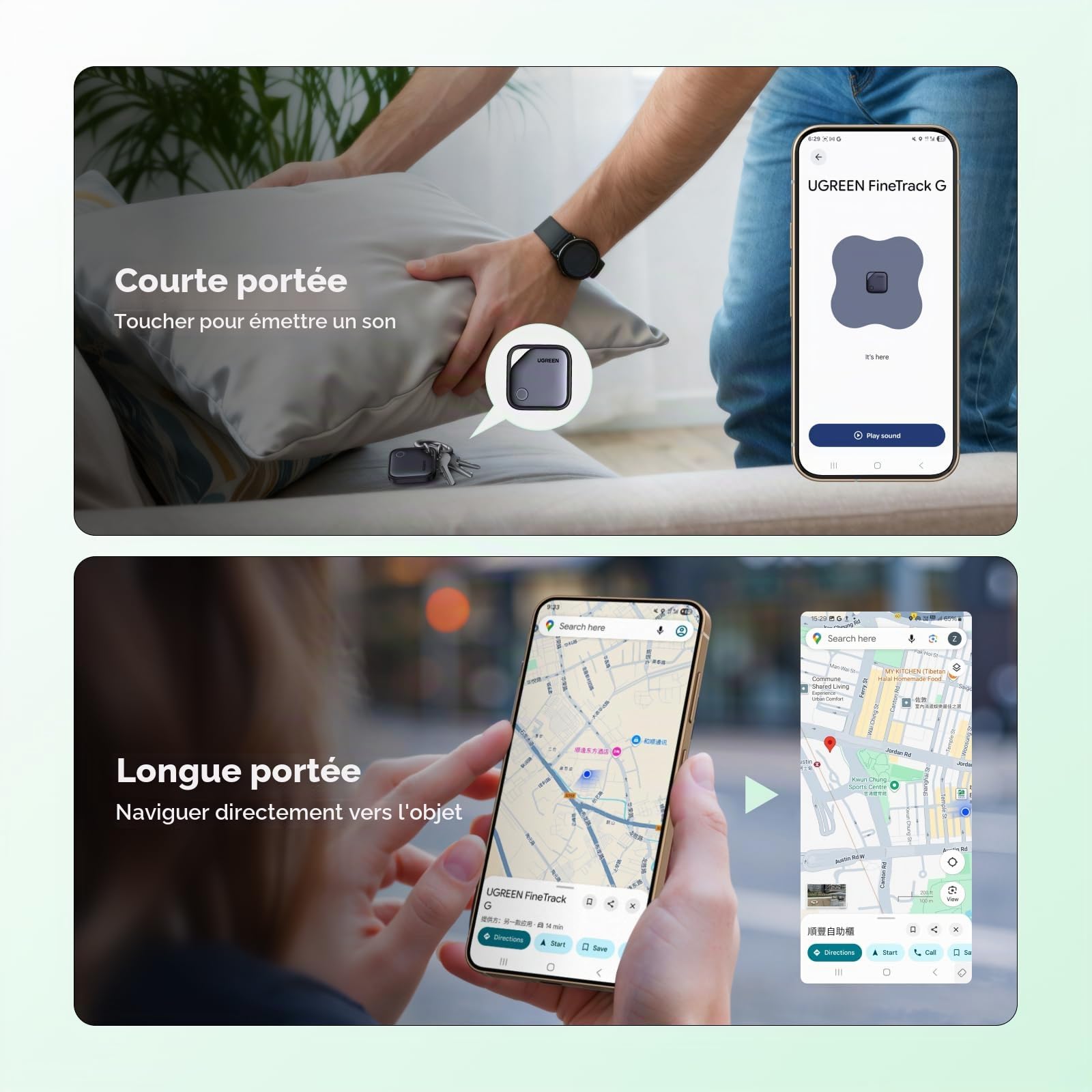 UGREEN FineTrack Slim G et FineTrack G Smart Tag Traceur Fonctionne avec Find Hub Android Uniquement