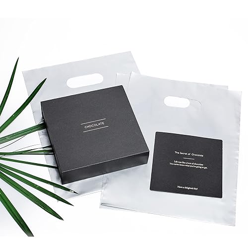 Miniatura 8 de 200 bolsas negras y plateadas para pequeñas empresas, 100 negras y 100 plateadas de 1.5 mil y 9" x 12", bolsas de mercancía gruesas y brillantes con