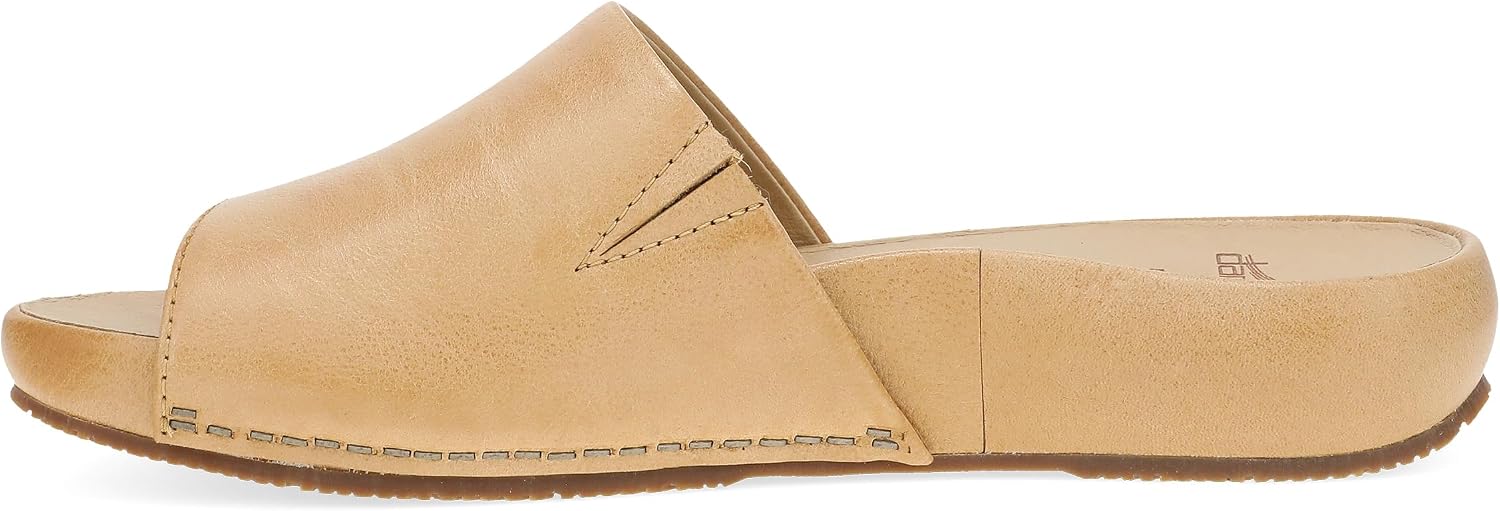 Dansko Women's Twyla Luxe Leather Slide Sandals — Minimalist Platform Slides with Cushioned Footbed, Breathable Leather Socklining & Durable Rubber Outsole