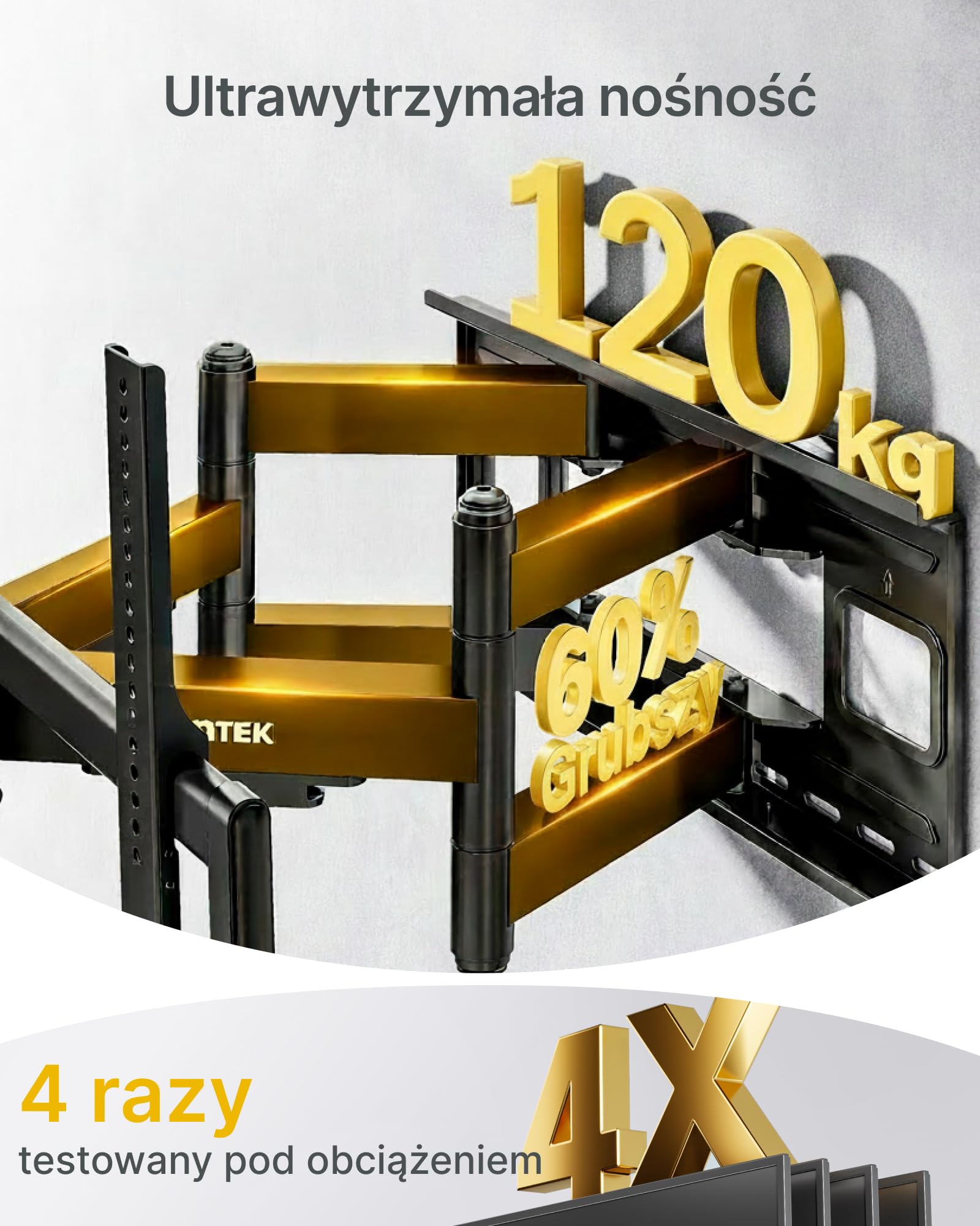 monTEK Uchwyt ścienny do telewizora XXL wychylny do telewizorów 60-120 cali