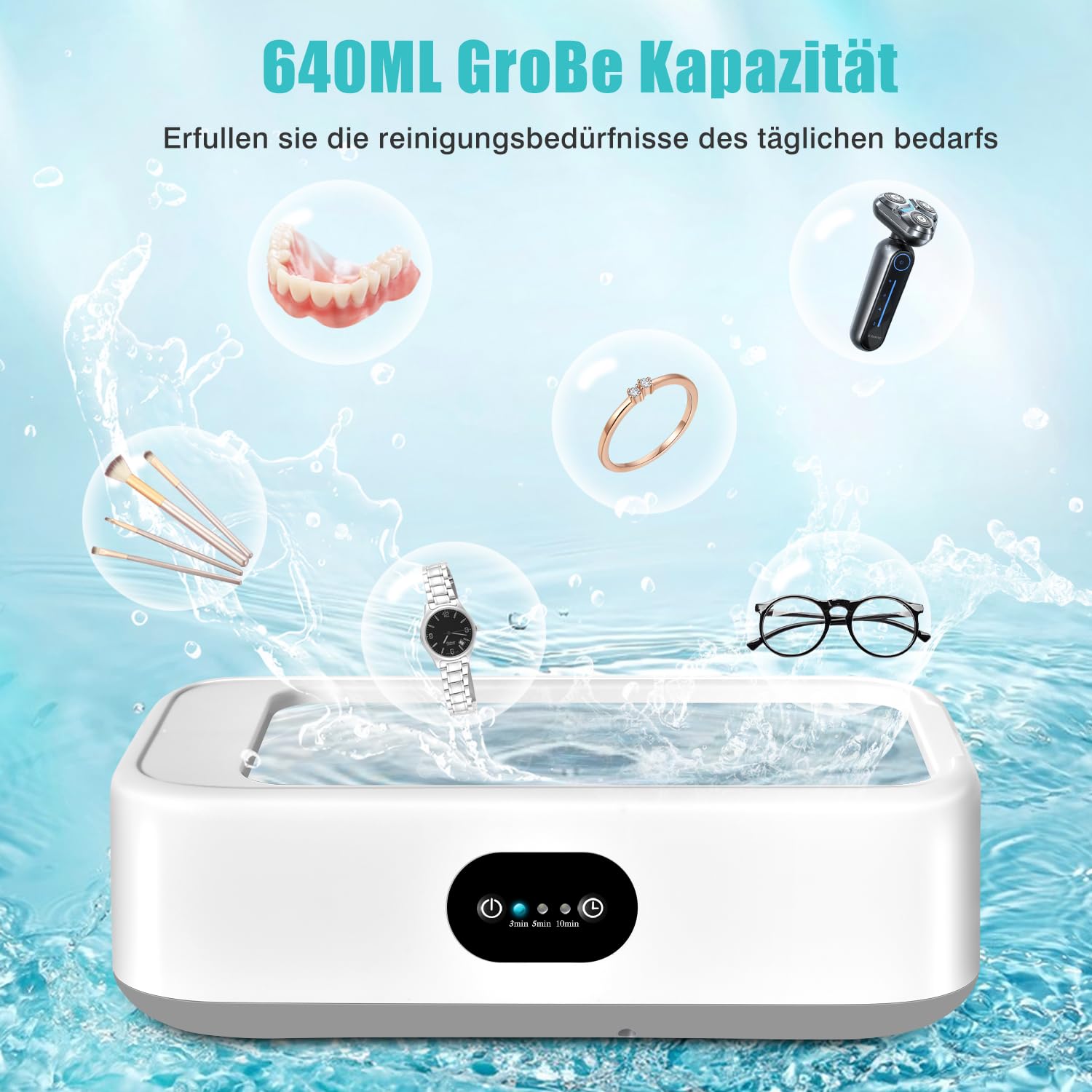 640 Ml 49kHz Ultraschallreiniger, Leiser Ultraschallreiniger Mit 3 Digitalen Timern Fur Schmuck Zahnprothesen Uhren Brillen Und Rasierkopfe 93152414 640 Ml 49kHz Ultraschallreiniger, Leiser Ultraschallreiniger Mit 3 Digitalen Timern Fur Schmuck Zahnprothesen Uhren Brillen Und Rasierkopfe 93152414