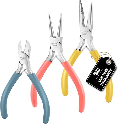 Mr. Pen - Alicates de joyería, paquete de 3, kit de fabricación de joyas, alicates para la fabricación de joyas, mini alicates, cortadores de