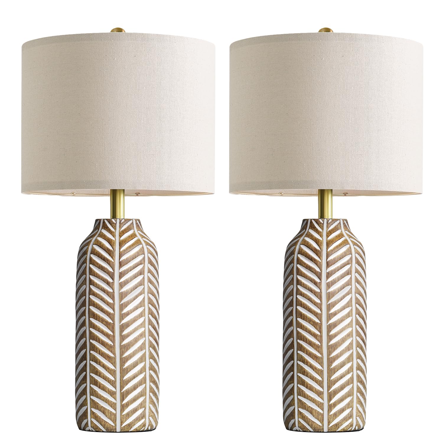BOBOMOMO Set di 2 lampade da tavolo da fattoria da 66 cm, design vintage a foglia, lampade da comodino in resina rustica per camera da letto, soggiorno, asilo nido, corridoio, eleganti lampade da