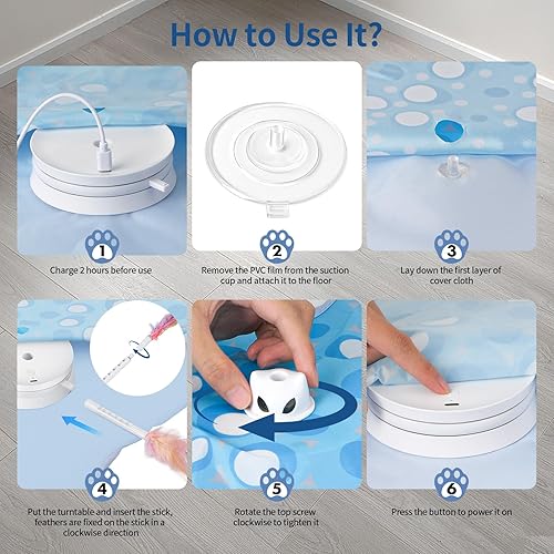 Miniatura 7 de Juguetes interactivos para gatos de interior, juguete recargable con plumas ocultas en movimiento, juguetes para gatitos activados por el tacto,