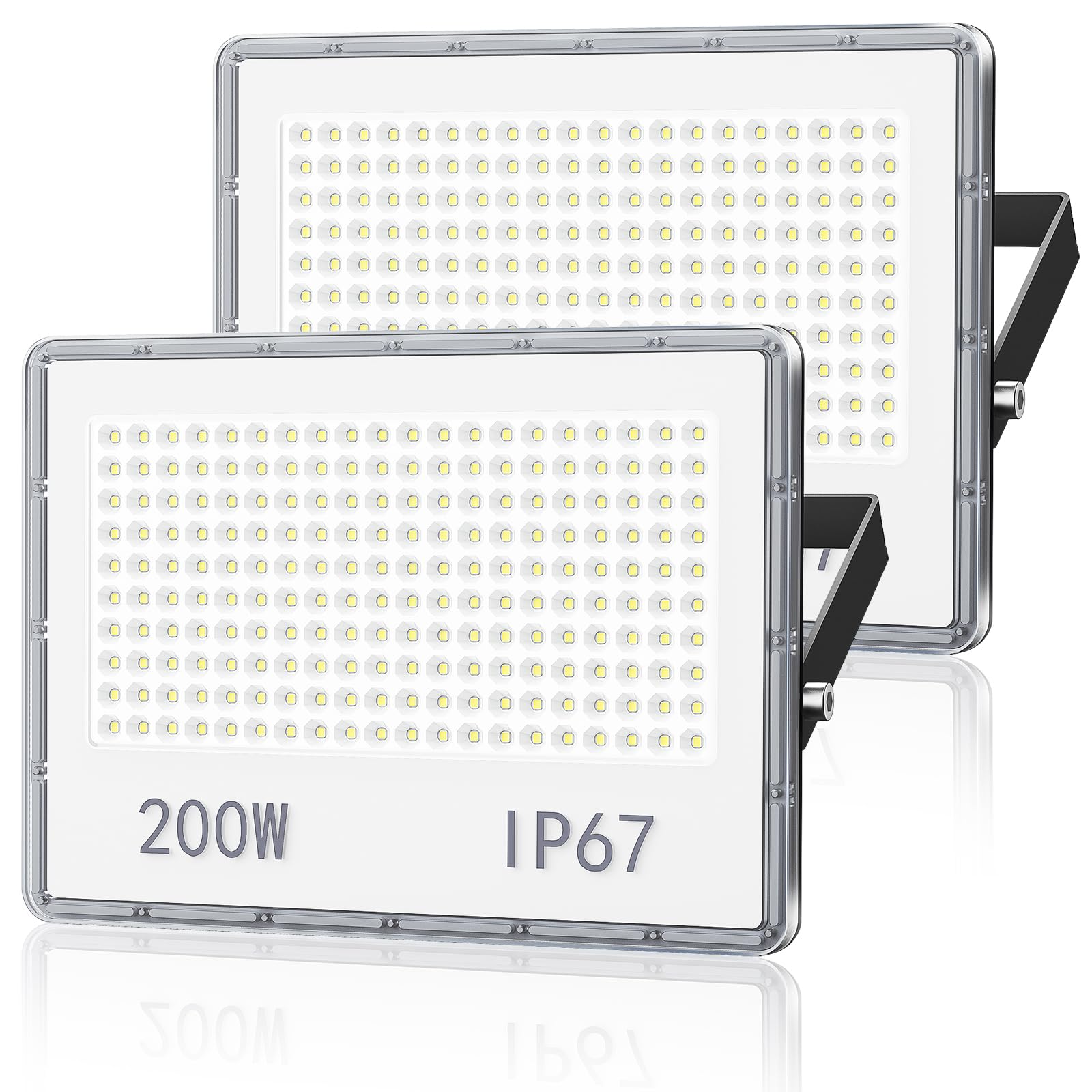 Focos LED Exterior 200W - 20000LM 6500K Blanco Frío Proyector LED Exterior 2 Piezas Impermeable IP67 Focos de Jardin/Patio