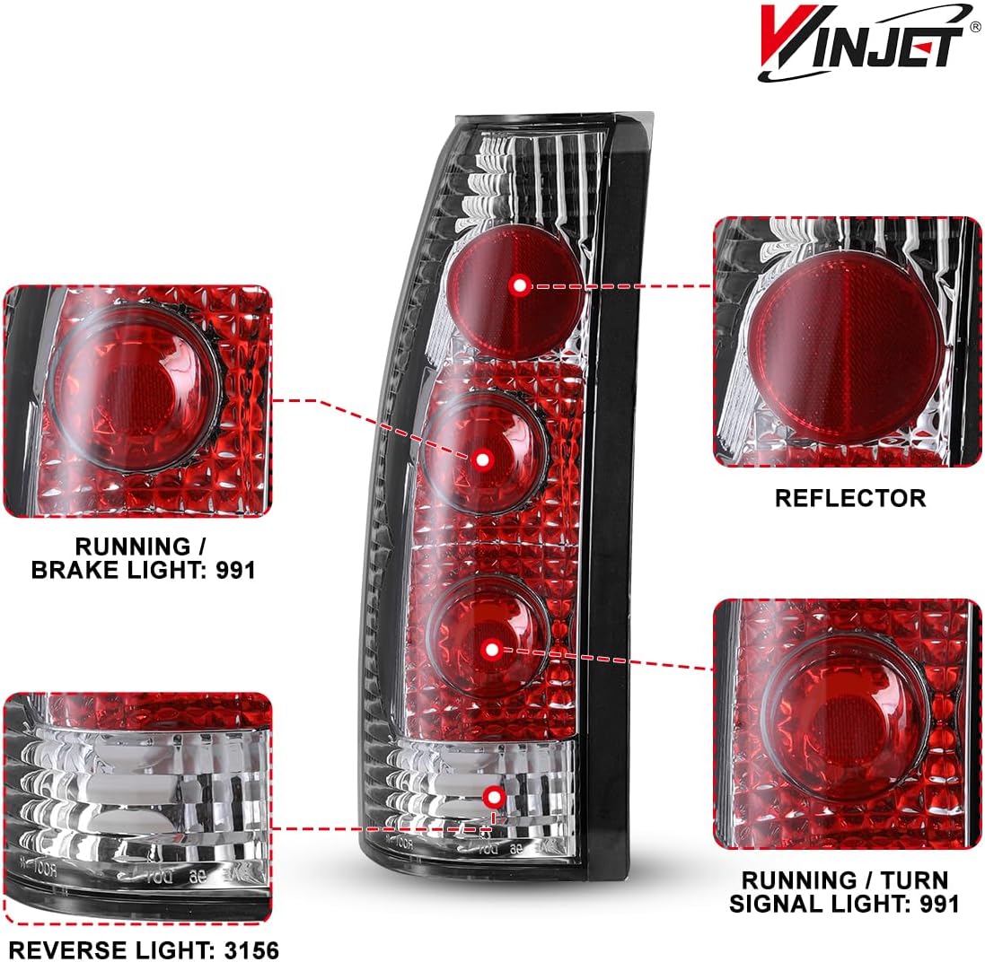 Winjet Tail lights for 1988-1999 Chevy C/K 1500/2500/ 3500, 1992-1999 Chevy Suburban 1500/2500, 1992-1994 Chevy Blazer, 1995-2000 Chevy Tahoe, GMC 1988-1999 C/K 1500/2500/ 3500, Suburban Yukon