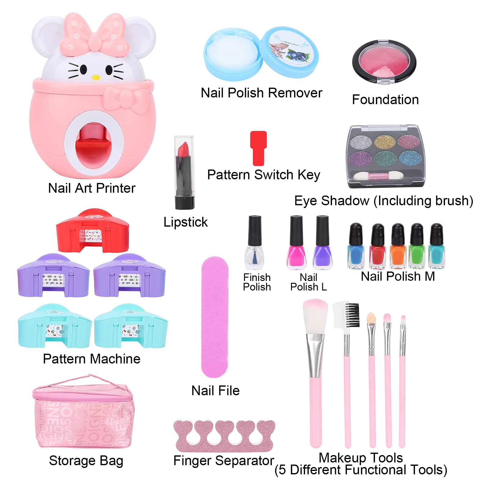 Amazon.com: Nail Polish Set for Girls, 26Pcs Nail Glam Salon Lipstick Nail  Stamper Eye Shadow Nail Art Printer Makeup Supply Toy Set for Children Kid,  Great Gift for Princess : Beauty &