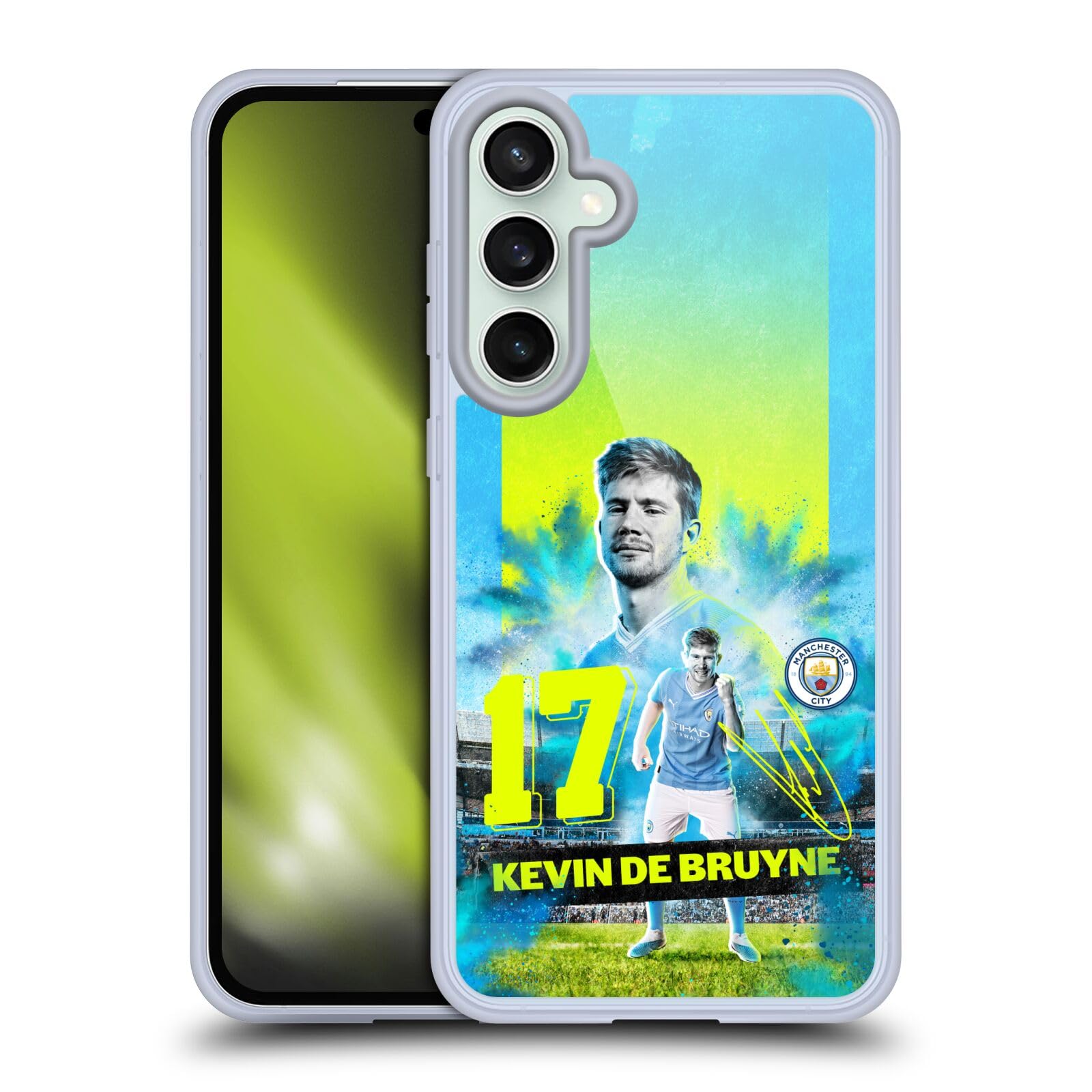Head Case Designs Officially Licensed Manchester City Man City FC Kevin De Bruyne 2023/24 First Team Gel Case [Military Grade] Compatible with Samsung Galaxy S23 FE 5G and Compatible with MagSafe