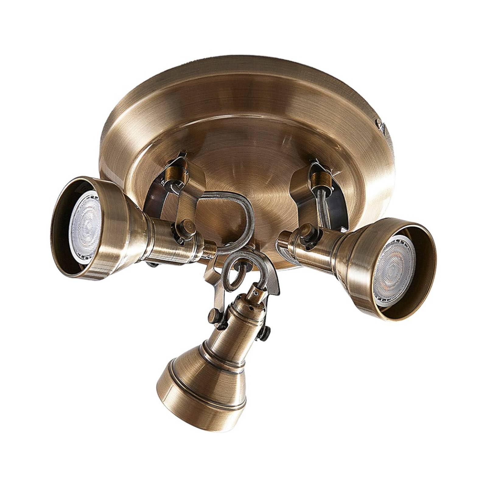Lindby Antique Brass Ceiling Light Perseas Dimmable (Antique, Vintage) In Bronze Made Of Metal For E.g. Living Room & Dining (3 Light Sources Gu10) From Ceiling Lamp