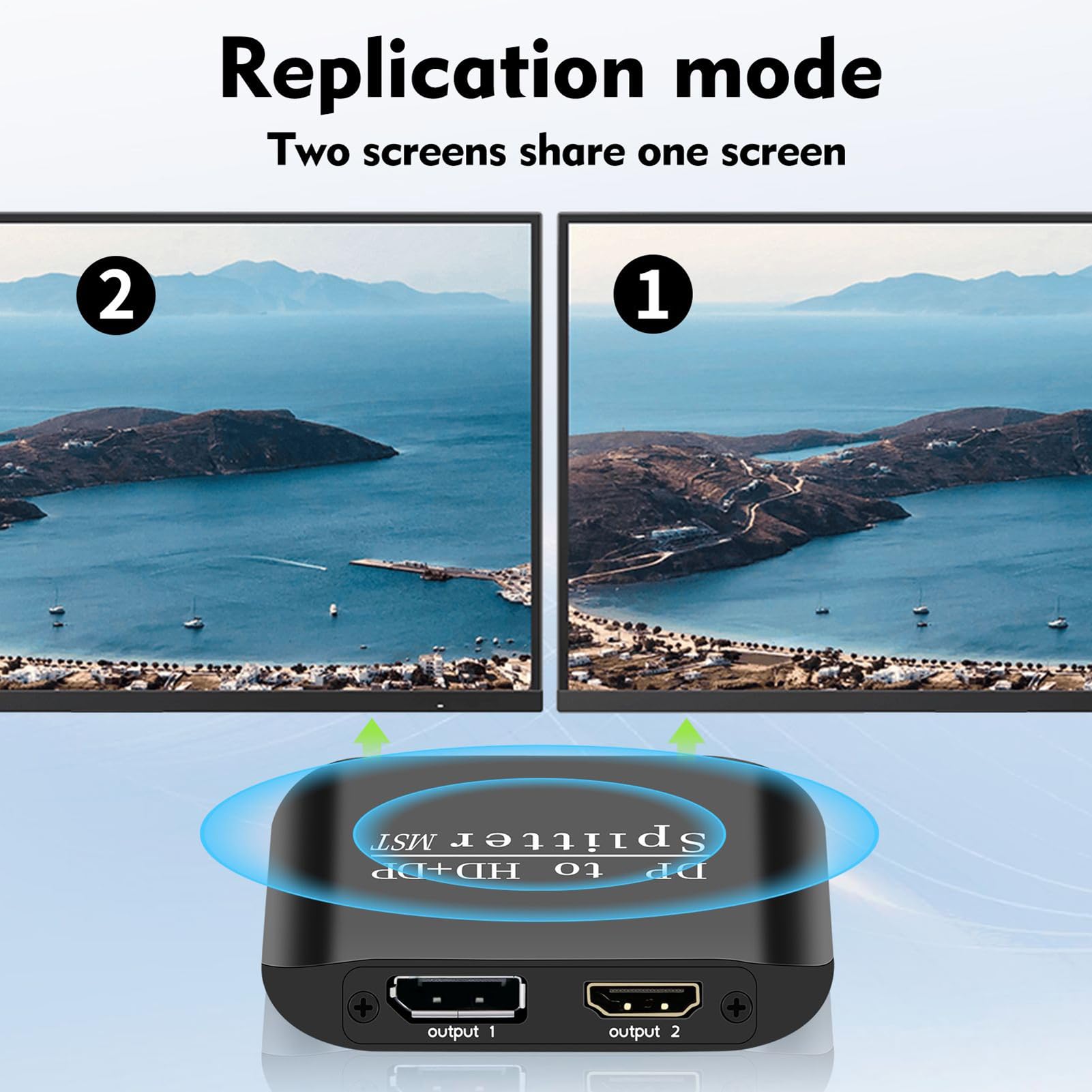 Splitter Porta Video Distributore Doppio Monitor Due Schermi Laptop PC | Splitter Porte 4K Per Home Office Presentazioni Istruzione Giochi Lavoro Affari Riunioni Intrattenimento Streaming