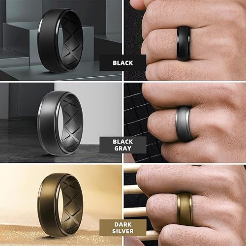 Miniatura 4 de Egnaro Diseño ergonómico transpirable de arco interior, anillos de silicona para hombre con tamaños medios, 7 anillos, 4 anillos, 1 anillo de goma