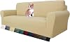 MAXIJIN Super Stretch Couch Cover for 3 Seater Couch, 1-Piece Universal Sofa Covers Living Room Jacquard Spandex Furniture Protector Dogs Pet Friendly Fitted Couch Slipcover (3 Seater, Beige)