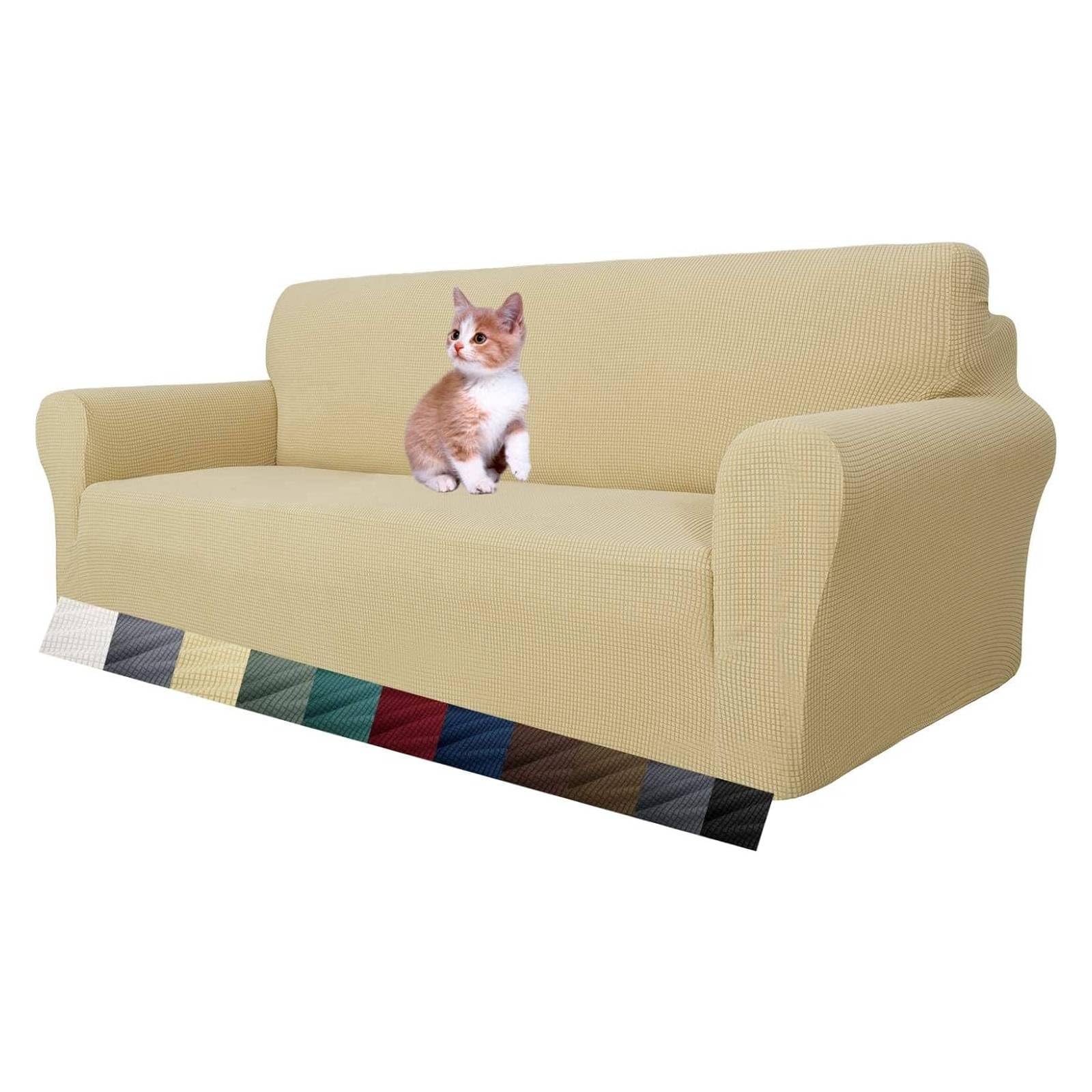 MAXIJIN Jacquard bankovertrek, 3-zits, 3 stuks, bankovertrek, antislip, hoes voor woonkamer, stretchhoes voor honden en huisdieren met anti-slip schuim (3 zits, wijnrood