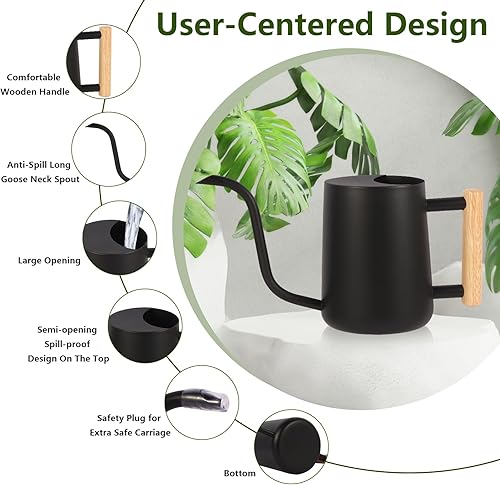 Miniatura 6 de Regadera de plantas, regadera de metal de 35 onzas, plantas de interior de acero inoxidable con boquilla curva larga, bonsái pequeño para jardín al