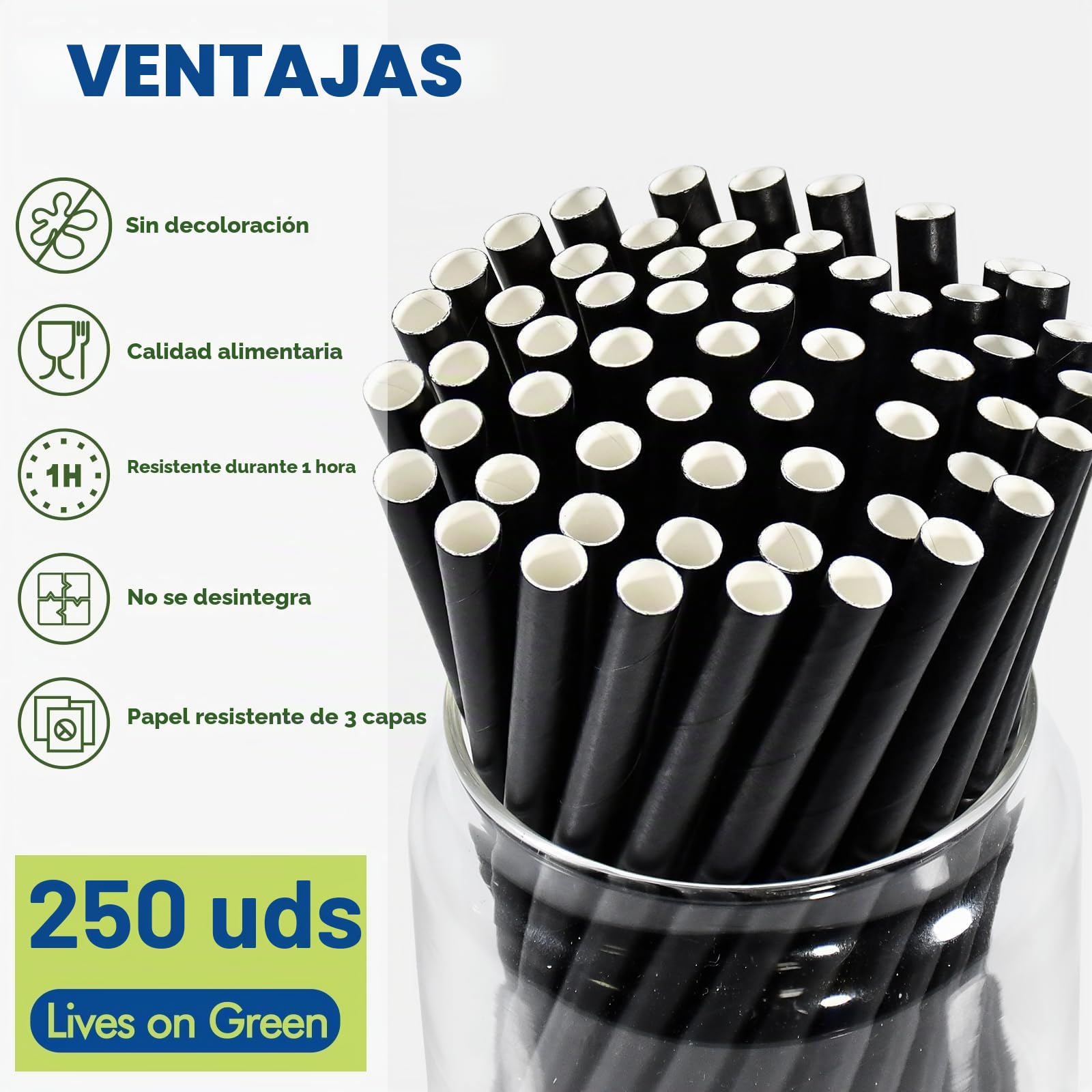 Pajitas de papel desechables de 14,6 x 0,8 cm, 250 unidades, para cócteles, margaritas, bebidas mixtas, hogar, bar y restaurantes