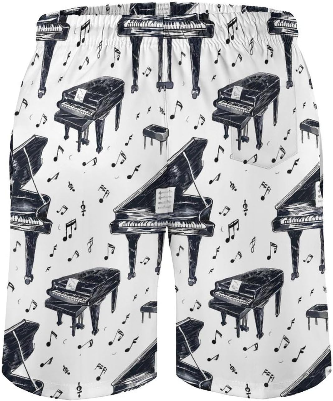 Music Instrument Piano Casual Men's Swim Trunks Novelty Summer Beach Shorts Swimwear with Pocket