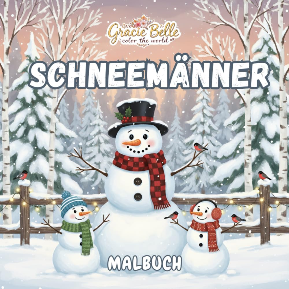 SCHNEEMÄNNER MALBUCH: Winterliche Ausmalmotive mit herzlichen Schneemann-Geschichten für Kinder