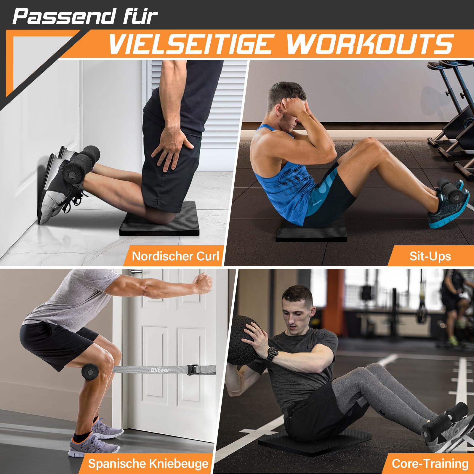 Cinghia regolabile Nordic Hamstring Curl con tappetino per ginocchia, cintura nordica portatile per cricletti, allungamento hamstring, crunch, sit-up, nordic curl macchina a casa, può