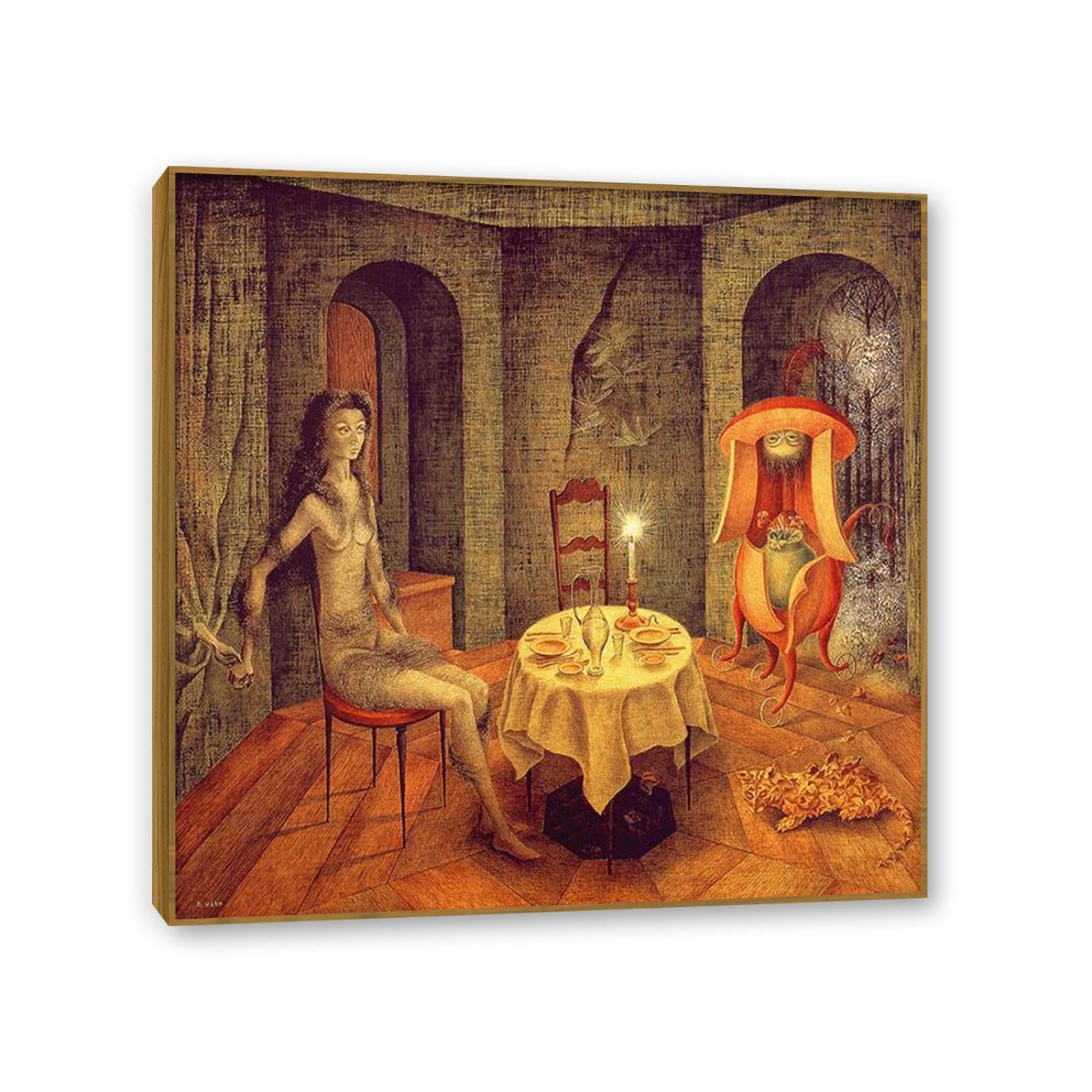 MYCGGDGH Remedios Varo Canvas Wall Art Reproductions of Famous Paintings Unexpected view Posters Remedios Varo Print Wall Decor for Living Room Bedroom Home Decor 70x70cm(28x28in) Teak frame